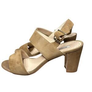 Manolo Blahnik Khan Slingback Sandals Tan Suede Size 5.5